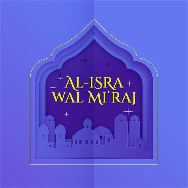 Free vector isra miraj illustration in paper style