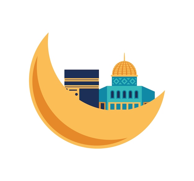 Free vector isra miraj mosque muslim