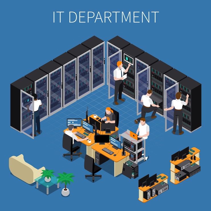 Free Vector it engineering isometric composition