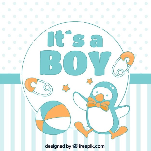 It's a boy card in hand drawn style