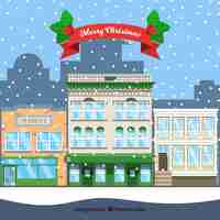 Free vector it's snowing in the city