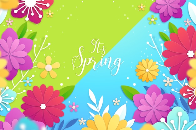 It's spring background in colourful paper style