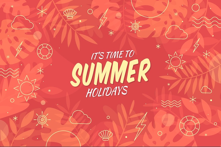 Free Vector it's time to summer holidays flat design background