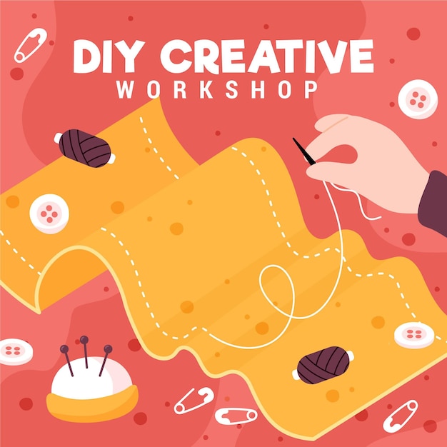 Free vector do it yourself creative sewing workshop