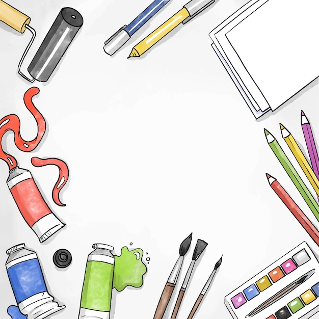 Drawing and painting tools Royalty Free Vector Image