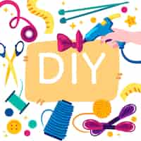 Free vector do it yourself creative workshop and glue gun