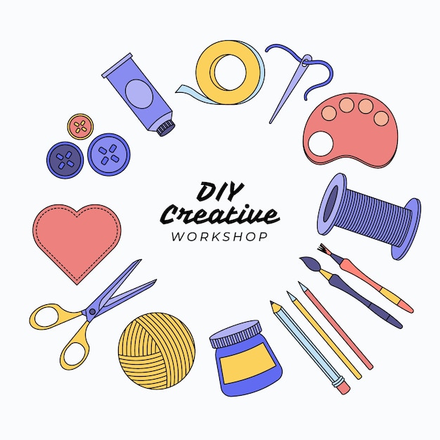 Free Vector  Do it yourself creative workshop and tools