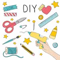 Free vector do it yourself with tools and glue gun
