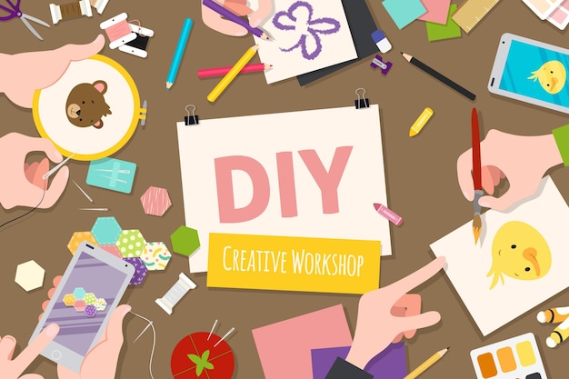 Free Vector  Do it yourself creative workshop and tools