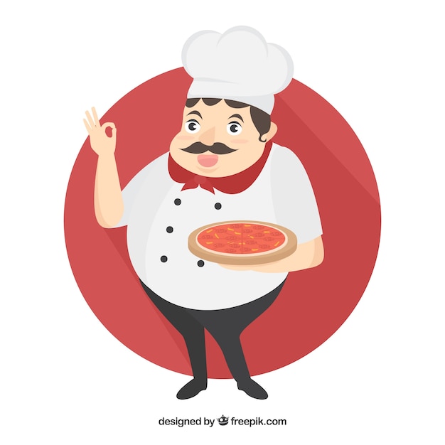 Free vector italian cook with a pizza