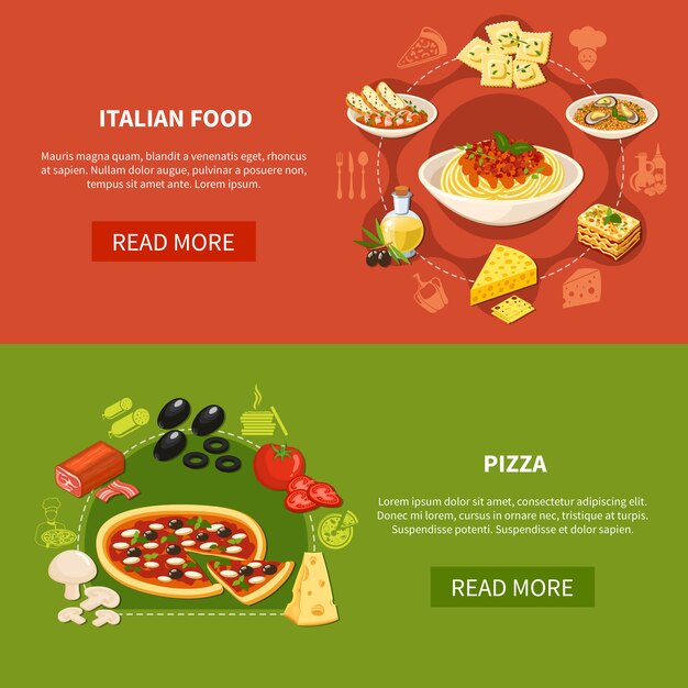 Italian Cuisine Horizontal Banners 