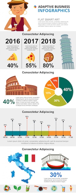 이탈리아 문화 및 마케팅 infographic 차트 설정