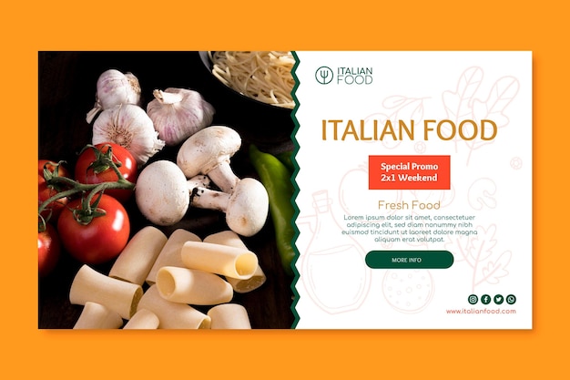 Бесплатное векторное изображение Шаблон баннера итальянской кухни