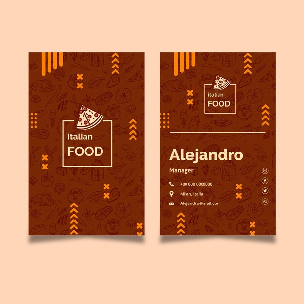 Free vector italian food business card template