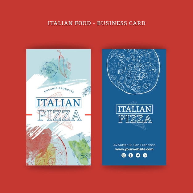 Free vector italian food double-sided businesscard v