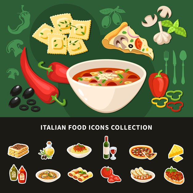 Italian Food Icons Collection