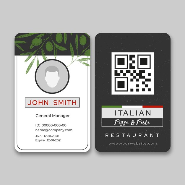 italian food id card template