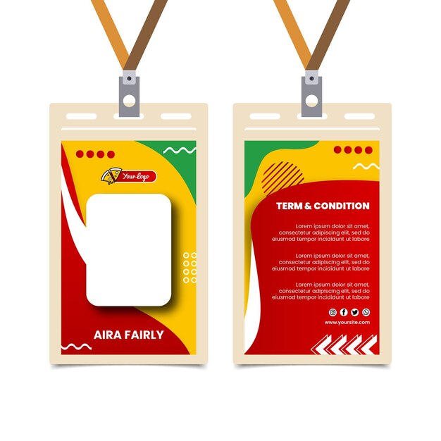 Italian food id card template