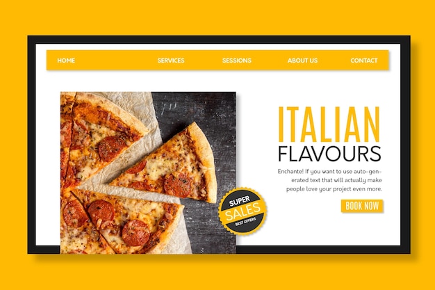 Free vector italian food landing page template