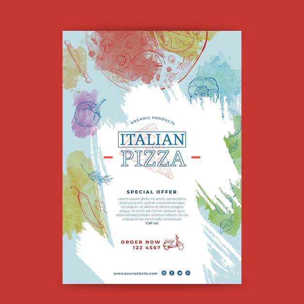 무료 벡터 이탈리아 음식 포스터 컨셉