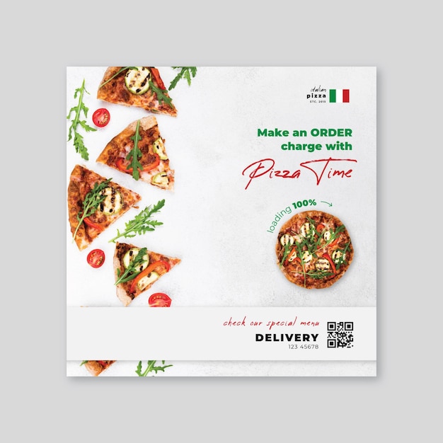 無料ベクター イタリア料理二乗チラシテンプレート