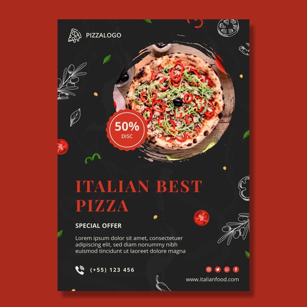 Italian food vertical flyer template