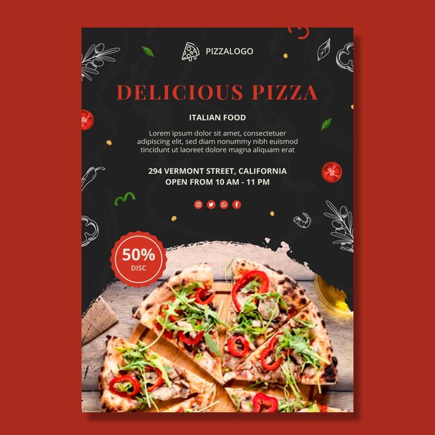 Italian food vertical poster template