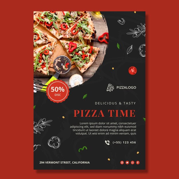 Italian food vertical poster template
