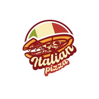 Винтажный логотип итальянской пиццы, нарисованный вручную