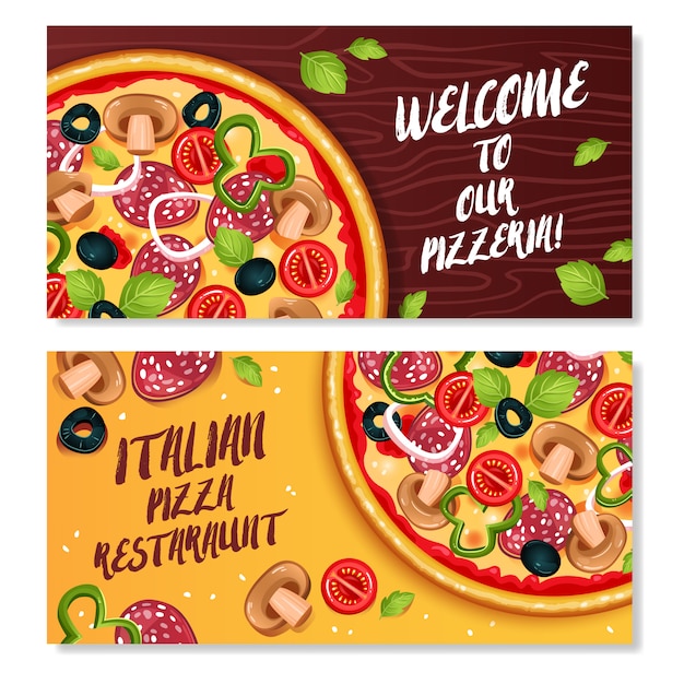 Free vector italian pizza horizontal banners