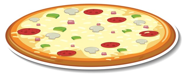 Наклейка итальянская пицца на белом фоне