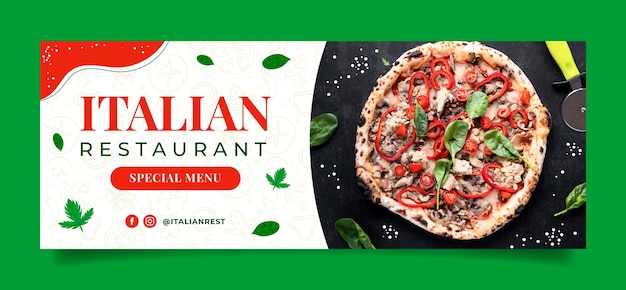 Free vector italian restaurant facebook cover template