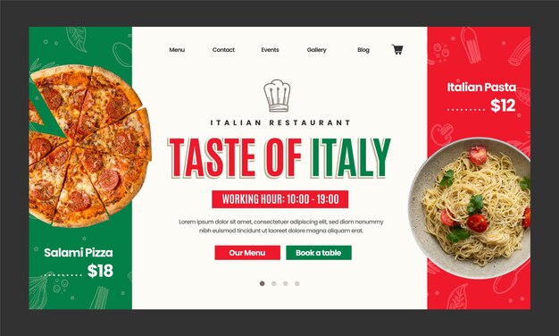 Italian restaurant landing page template