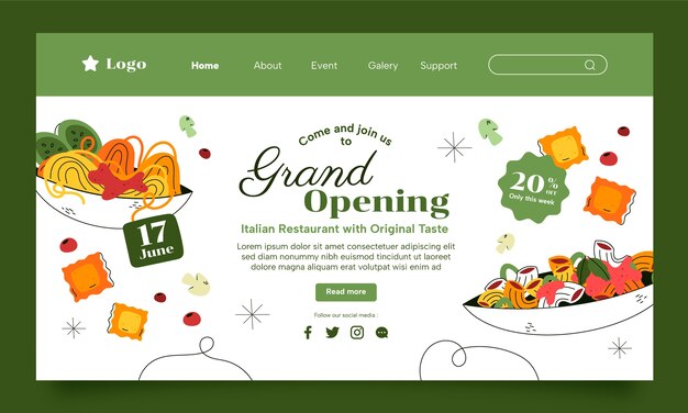 Italian restaurant landing page template