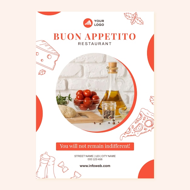 Vettore gratuito disegno del modello di ristorante italiano
