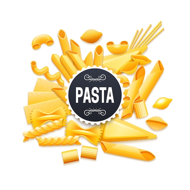 Free vector italian traditional dry pasta varieties pictogram for product package label title