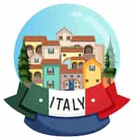 Vettore gratuito etichetta banner italia con edifici domestici