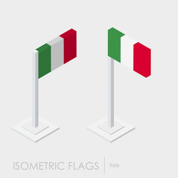 Vettore gratuito bandiera dell'italia 3d isometrico stile