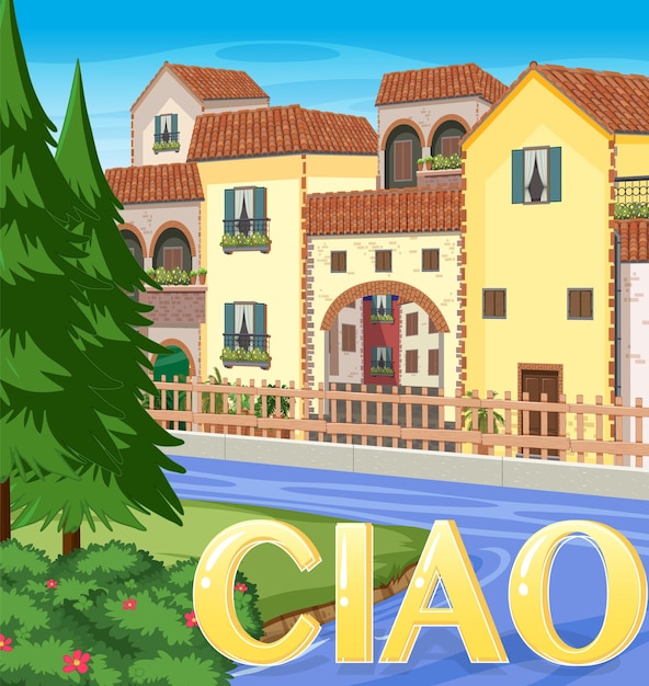 Free vector italy iconic tourism attraction building background