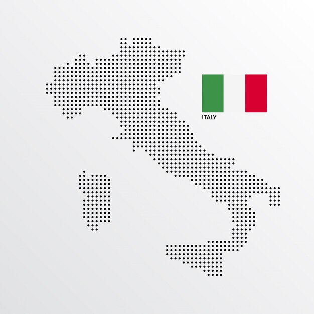 Италия Дизайн карты с флагом и светлым фоном