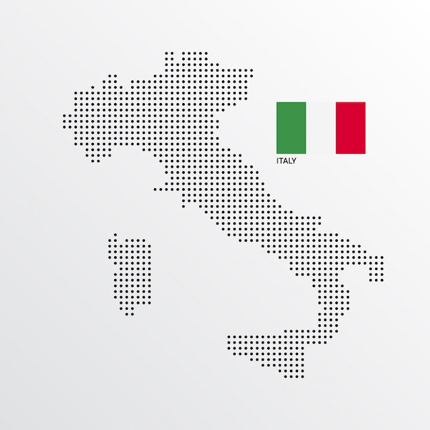 フラグと明るい背景ベクトルとイタリアの地図デザイン