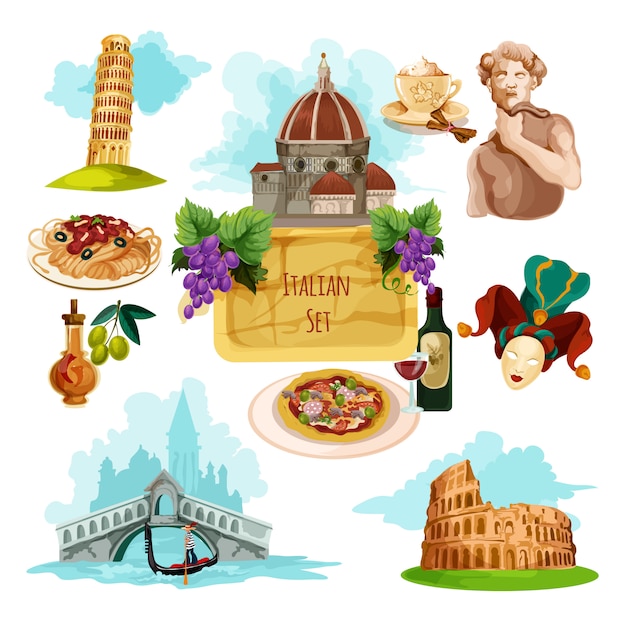 Free vector italy touristic set