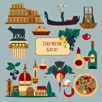 Free vector italy touristic set