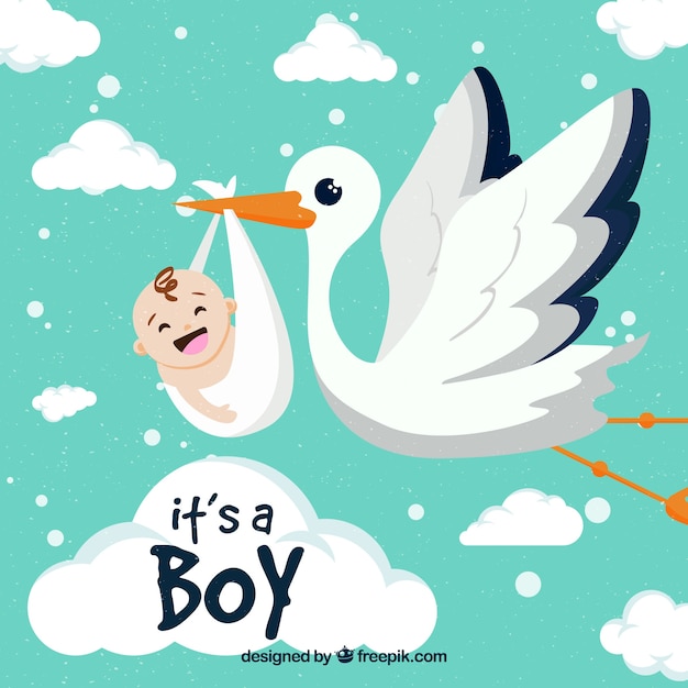 Download Free Its A Boy Background With Stork Vector - Best SVG ...