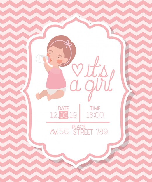 Its a girl baby shower card with little kid