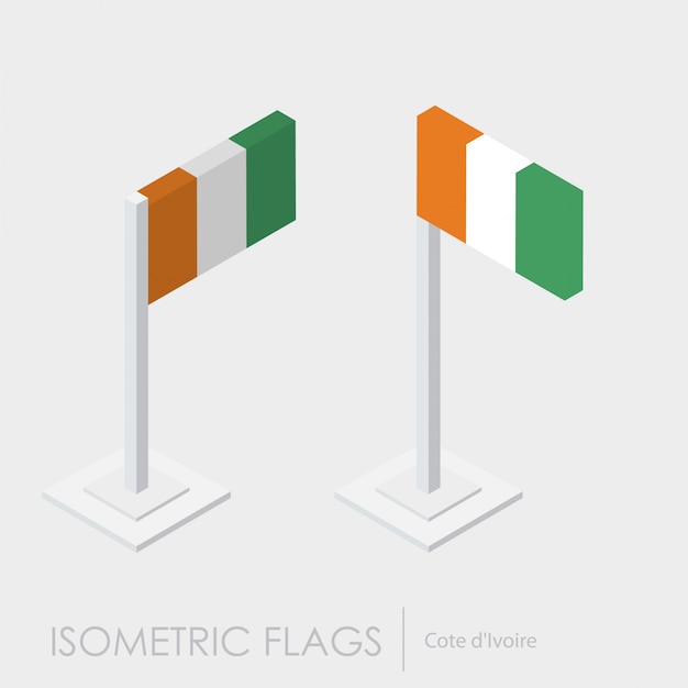 Ivory Coast isometric flag