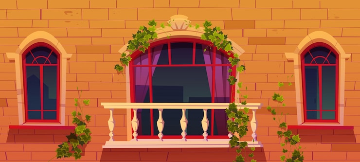 मुफ़्त वेक्टर ivy on antique building facade vines with leaves