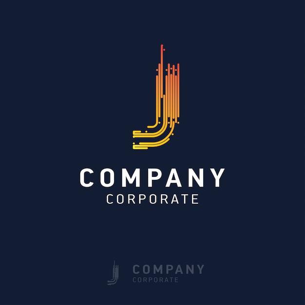 J company logo design with visiting card vector