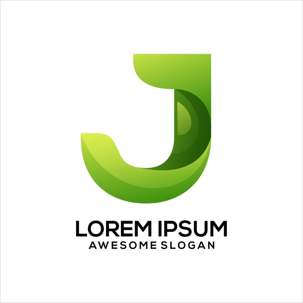 J Letter initial gradient colorful logo