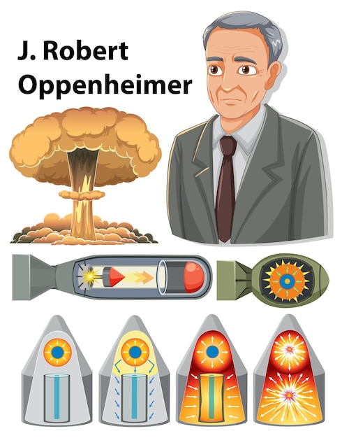 Vettore gratuito j. robert oppenheimer e la bomba atomica